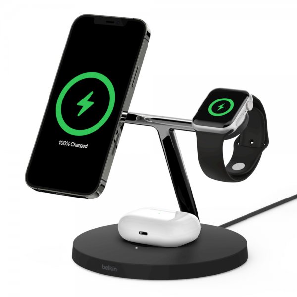 Trådløs lader BOOST↑CHARGE™ PRO 3-in-1 Wireless Charger Stand MagSafe Svart