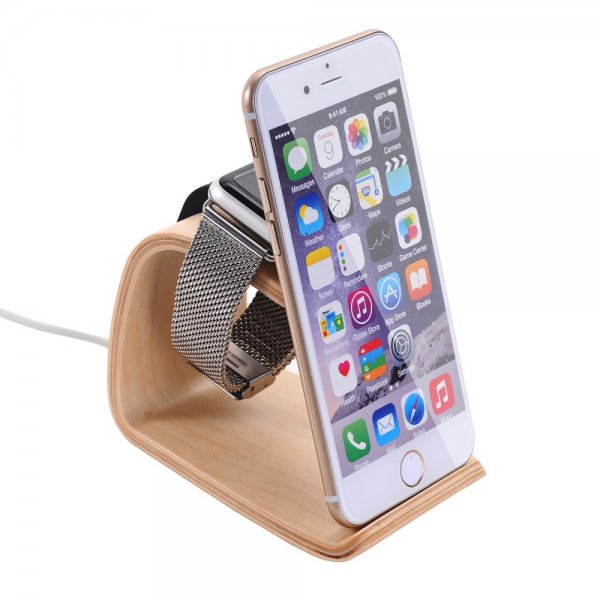 U-formad Laddningsstativ till Apple Watch iPhone Tre Björk