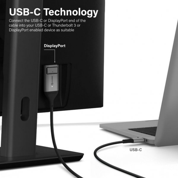 Ultra USB-C Male To DisplayPort Female 4K @60Hz Adapter 15cm