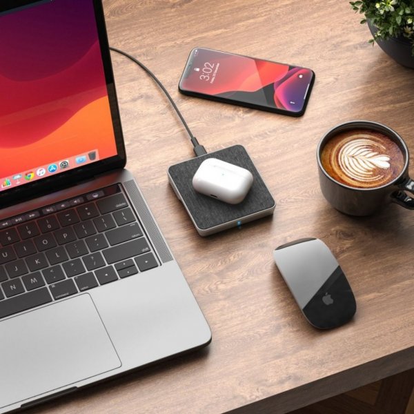 Trådløs Lader Qi laddning 10W - med USB-A till USB-C Kabel Space Grey
