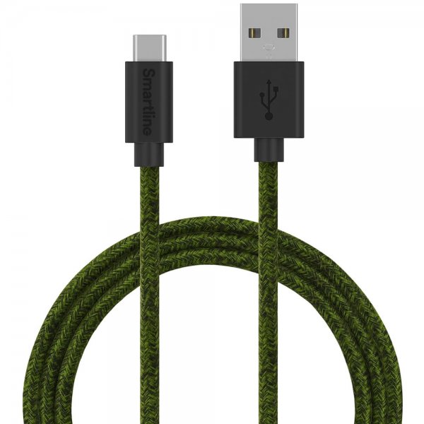 USB-C Kabel 2m Fuzzy Mörkgrønn