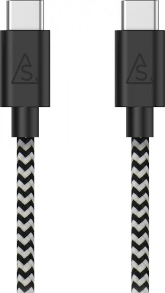 USB-C till USB-C Kabel 1m Braided Svart/Hvit