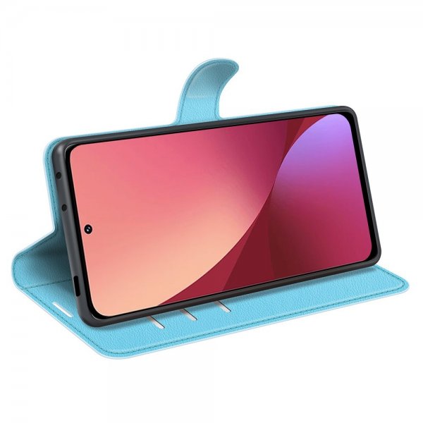 Xiaomi 12 Pro Etui Litchi Blå