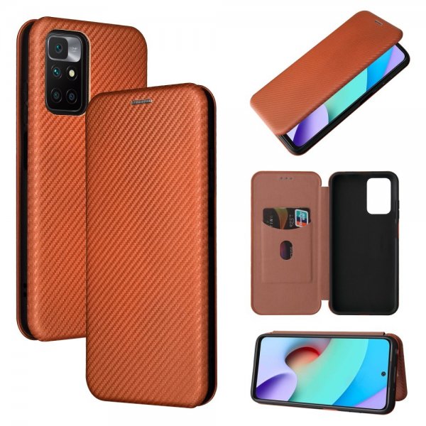 Xiaomi Redmi 10 Etui Karbonfibertekstur Brun