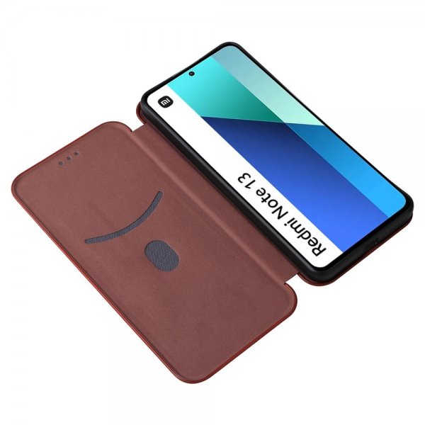 Xiaomi Redmi Note 13 4G Etui Karbonfibertekstur Brun