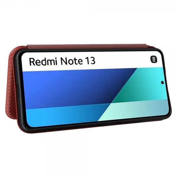 Xiaomi Redmi Note 13 4G Etui Karbonfibertekstur Brun