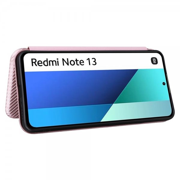Xiaomi Redmi Note 13 4G Etui Karbonfibertekstur Rosegull