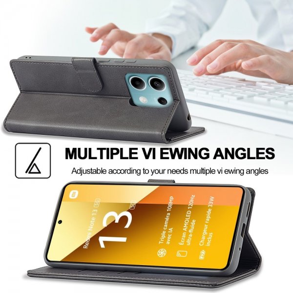 Xiaomi Redmi Note 13 5G Etui med Kortlomme stativfunksjon Grå