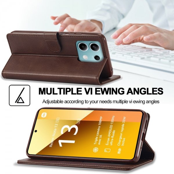 Xiaomi Redmi Note 13 Pro 5G Etui med Kortlomme stativfunksjon Brun